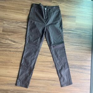 Faux brown leather pants